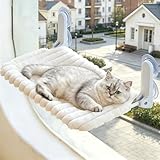 Katzen Fensterliege, Weicher Plüsch Fensterliege für Katzen, Katzenbett Fenster mit Abnehmbarem, Katzenhängematte hält bis zu 18kg
