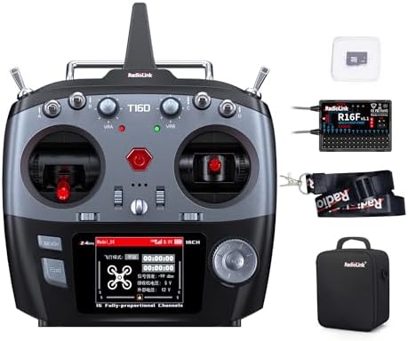 Radiolink T16D 16 Channels RC Transmitter and R16F Telemetry Receiver, ELRS Range Module and Voice Broadcast Support, RC Radio Remote for Drone, Airplane, Car, Boat and More (Mode 2 Left Throttle)