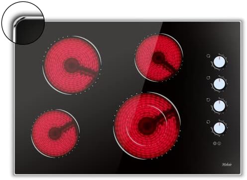 Electric Cooktop 30 Inch, Knob Control Built-in Radiant Electric Stove Top with 4 Burners, 30 in Electric Stove Burner, Cooktop with Glass Protection Metal Frame, 220-240v 6700W, Hard Wire(No Plug)