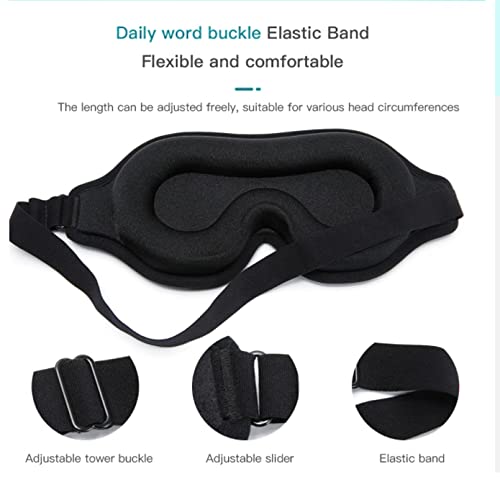 3D slaapmasker voor dames en heren, 100% licht blokkerend oogmasker, huidvriendelijk zijden slaapmasker, 3D-contourculaire oogbandage met verstelbare band voor reizen, dutjes, slapen - Image 6
