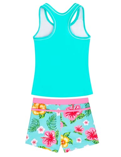 Image of Girls Swimsuits 2 Piece Summer Boyshort Bathing Suit Rash Guard Swimwear for Kids Child Beach with Sun Protection