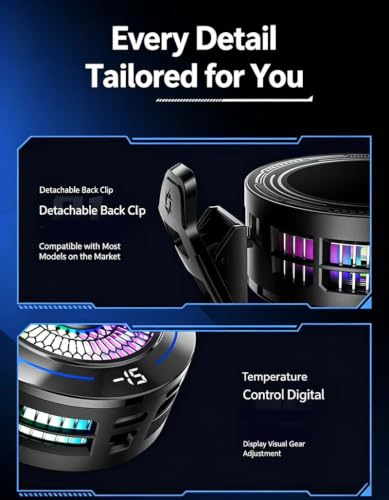Image of Cubonic SL91 Mobile Game Phone RGB Cooler Semiconductor Heatsink with 3 Gear Speed(P2, P1, AI), LED Temperature Display, Type C Radiator Radiator for Gaming /Streaming /Editing