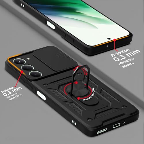 Image of AIBEX Back Cover for Redmi 15 5G | D10 Tough Armor Case | Sliding Camera Shield | 360 Protection | Kickstand Ring Holder | Military-Grade Bumper Case