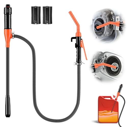 Kiweoci Electric Fuel Transfer Pump Powered, 3GPM Portable Fluid Transfer Siphon Pump with Oil Pipeline, Battery Gas Pumps with Adjustable Flow Control Nozzle for Car Gas Can/Gasoline/Water/Oil