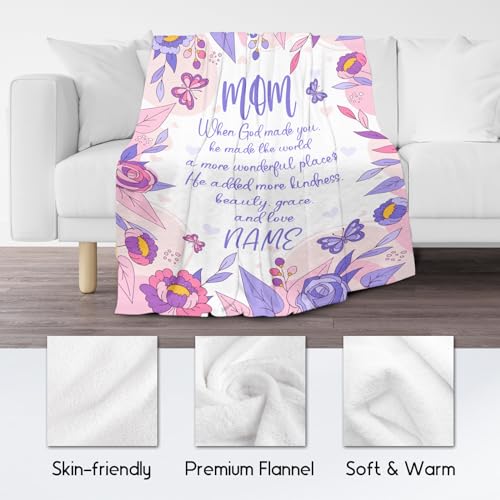 Personalized Blanket Gifts for Mom from Daughter Son - Cozy Soft Fleece 30x40 Inch Throw Blankets - Gift Mom a Colorful Blanket for Festivals Holidays