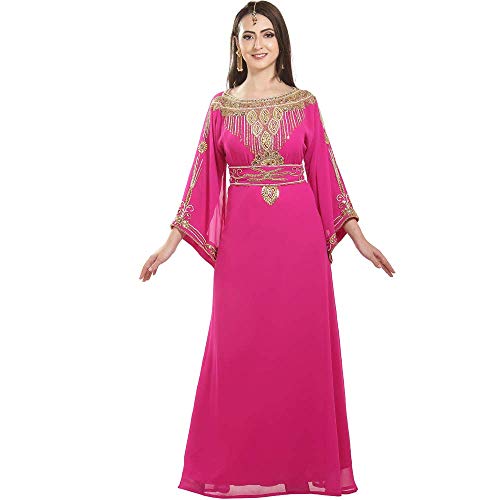 MaximCreation Farasha Maxi Dress Dubai Abaya for Women Regular to Plus Size Wedding Dress (xx_l) Pink