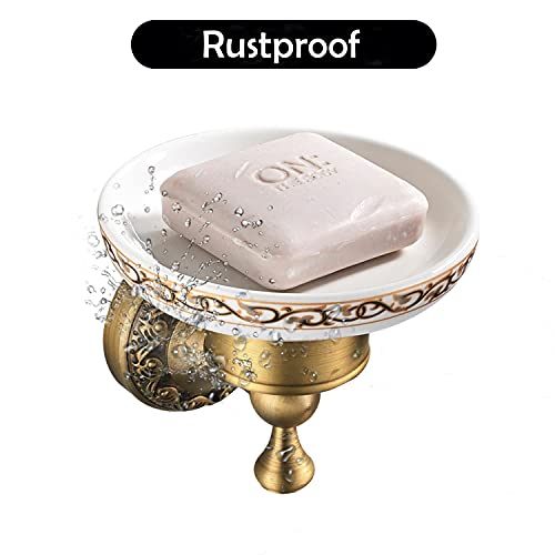 Leyden Shower Soap Dish, Antique Brass Dish Soap Holder Luxury Art Engraved Wall Mount Bathroom Hardware #TOP4