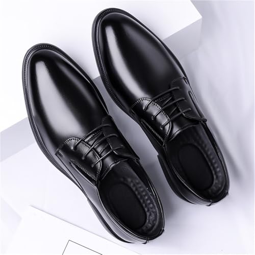 Men's Fashionable Lace Up Oxford Dress Shoes for Business Formal Black Pointed Toe Low Cut Genuine Leather Comfortable Work Shoes4