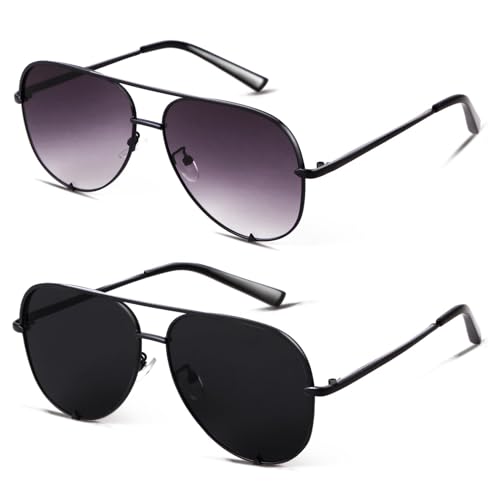 SORVINO Oversized Aviator Sunglasses for Women Men Trendy Retro Bulk Shade Black Faded Sun Glasses Classic UV Protection