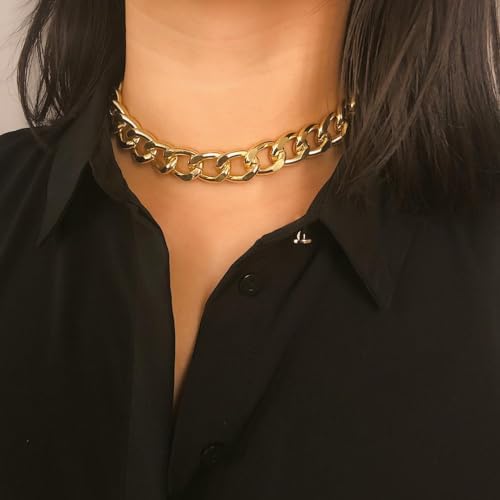 Collana Choker Punk Geometrica Hip Hop - Catena Spessa Regolabile In Oro E Argento Per Donne E Ragazze, Gioielli Fashion - 5