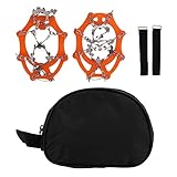 VGEBY Crampones TPE de Acero Inoxidable con 19 Dientes, Tacos Antideslizantes de Tracción para Hielo para Mujeres y Hombres, Adecuados para Botas de Senderismo, Naranja (L)