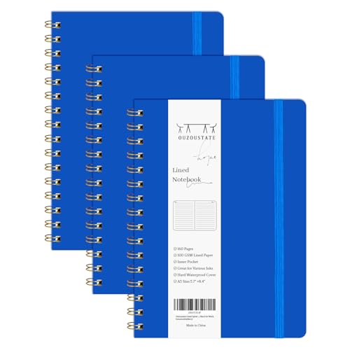 Carnet A5 à spirales pour éviter l'encre qui traverse le papier avec ses 160 pages lignées