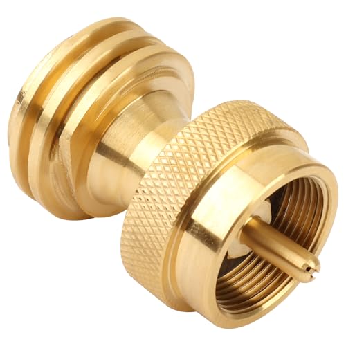 OJP 1lb Propane Tank Adapter, 20lb to 1lb Converter, Solid Brass Converter for Empty 20lb Grill Tanks to Small 1lb Cylinders - Compatible with Camping Stoves, Heaters, BBQ