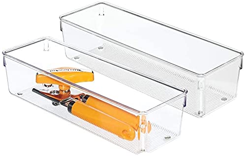Transparent plastic Drawer Storage Organizer Box For Kitchen Utensil, Office, Desks, Cosmetics and Bathrooms Etc | Size 22.86 cm X 7.62 cm | Pack of 02-image-5
