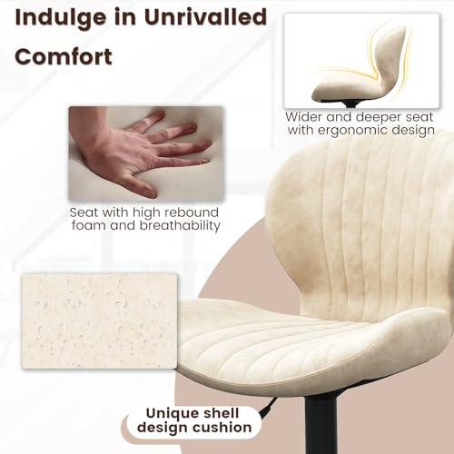 Image of Waleaf Modern Adjustable Bar Stools Set of 4, Faux Leather Upholstered Swivel Counter Stools, Counter Height Bar Stools with Large Base, Easy 5 Minute Assembly for Kitchen Island (Beige, Set of 4)