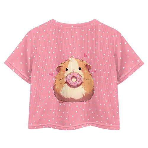 Image of Girls Crop Tees Crew Neck Casual Short Sleeve T Shirts Kids Loose Soft Comfortable Tees Blouses Shirt for Little Girl