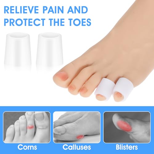Image of Silicone Toe Sleeves, 24 Pcs Pinky Toe Protectors Women Toes Cushions for Small Hammer Toes and Fingers Blisters Calluses Pain Relief Reduce Rubbing