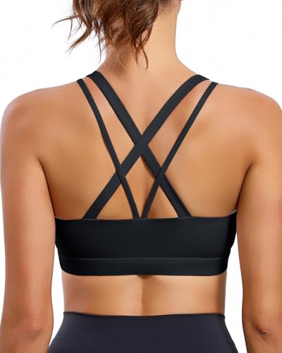 Image of RUNNING GIRL Sports Bras for Women,Padded Strappy Sports Bras Criss-Cross Back Medium Support Sports Bras with Removable Cups