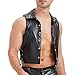 YUFEIDA Men's Faux Leather Undershirts Button Laceup Sleeveless Tank Tops Muscle Fit Waistcoat Tops Fashion Undershirts