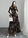 GothDark Womens Floral Maxi Dress Sheer Mesh Bell Sleeve Tiered Ruffle Gothic Romantic Casual Long Dresses Multicolor
