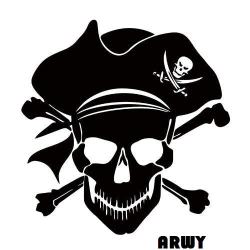 Roonir car Stickers Exterior Pirate Skull Car Windows, Bumper. Hood, Side car Stickers&Decals(Black) Size(14.5X15.5 cm)