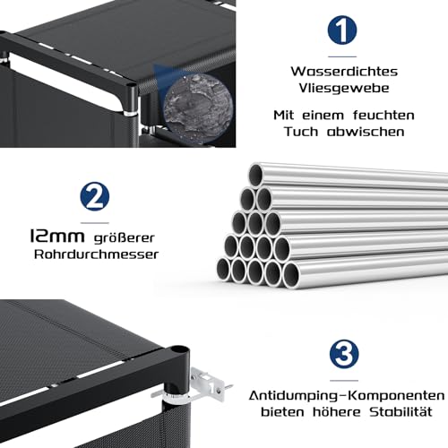 Mavivegue Bücherregal mit 12 Fächern, Regal, Standregal, Büroregal, Würfelregal, DIY Bücherregal für Wohnzimmer, Schlafzimmer, Büro, Kinderzimmer,Schwarz,30.5X 124 x 120 cm (B x H x T)