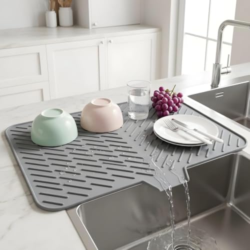 Large Dish Drying Mat | Silicone Mat for Kitchen | Drying Mat for Kitchen Utensils Large | Fast Drying, Non-Slip, Heat Resistant, Easy to Clean Kitchen Counter Mat (40 x 30 CM) Deal