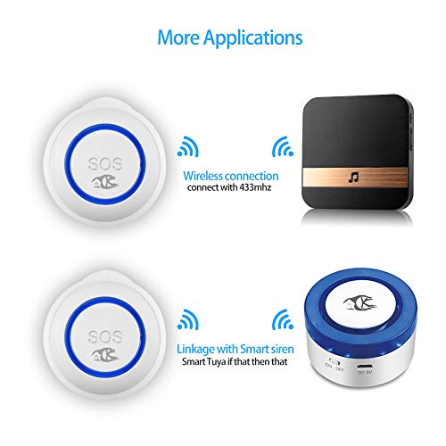 Leeofty Botão de emergência inteligente Tuya Wireless Fidelity Botão de chamada de alarme de um botã