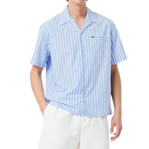 Lacoste Men's Relaxed Fit Short Sleeve Striped Woven Shirt