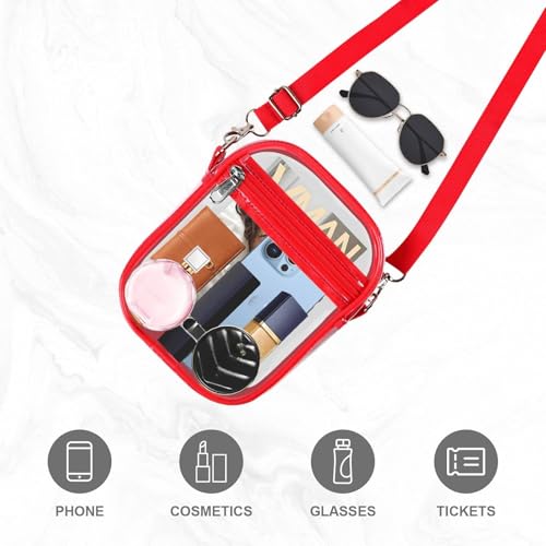 Image of Fibrdoo Clear Crossbody Purse Bag, Clear Bag Stadium Approved with Front Pocket for Concerts Sports Festivals