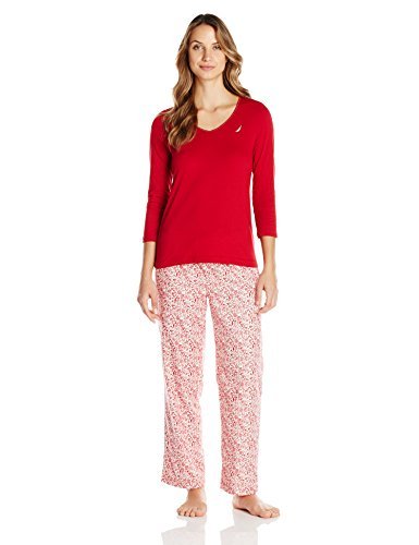 Nautica Sleepwear Women's Red Plaid Flannel Pajama Set