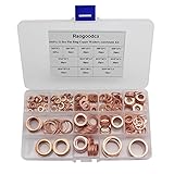 Kupfer-Unterlegscheiben, Raogoodcx 300 Stück, 12 Größen, Kupfer, metrische Dichtscheiben, Sortimentsset