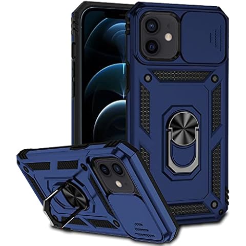 Hitaoyou iPhone 12/12 pro case, iPhone 12/12 pro Case with Camera Cover & Kickstand Military Grade Shockproof Heavy Duty Protective with Magnetic Car Mount Holder Phone Case for iPhone 12/12 pro,Blue Cover