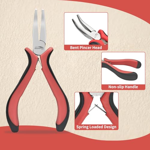 Image of 5-Pack 5-Inch Bent Nose Pliers for Jewelry Making, Spring Loaded
