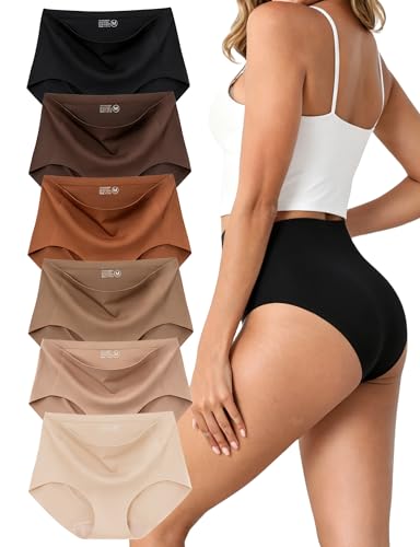 MCOWOD Womens Underwear Seamless Underwear for Women Briefs High Waisted Size XL, Multicolor, 6 Pack - image 1