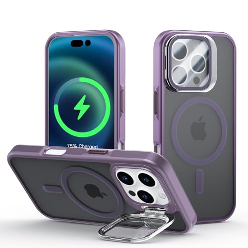 Coque iPhone 16 Pro avec MagSafe et étui violet à support rotatif Meeter