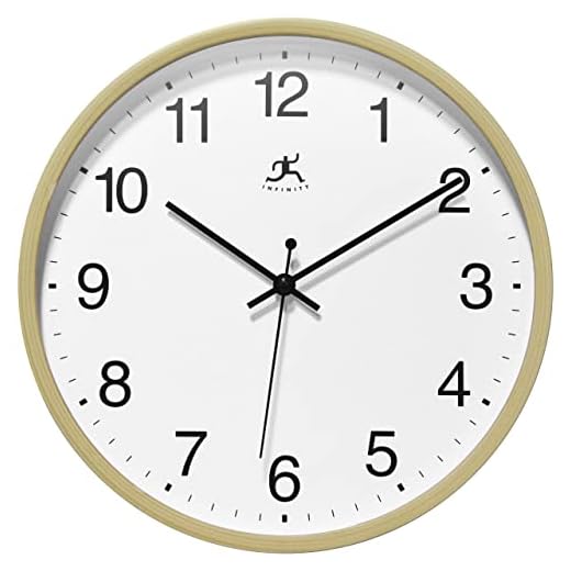 Infinity Instruments Modern Wood Finish Wall Clock, Mid Century Modern Design Perfect for The Home or Office, 10 inch, Oak