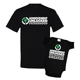 Achievement Unlocked Fatherhood and New Character Created Matching Father Son Shirts Black
