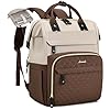 LOVEVOOK Mochila para laptop para mujer, Café de almendras, 15,6 pulg., Elegante mochila acolchada para laptop para mujer