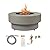 BAIDE HOME 32.5-inch Outdoor Gas Fire Pit Table with Natural Gas Conversion Kit, 50,000BTU Propane Gas Fire Pits for Outside Patio w/Round Burner Lid, Glass Rocks, Cover