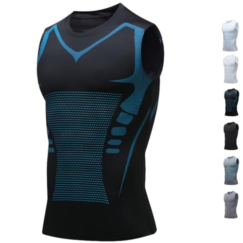 Tshirt Ventre Plat Gilet Modelant Ionique Nouvelle Édition, Matière Soie Glacée Ultra Respirante Conçue pour Les Hommes Recherchant Le Corps Parfait (Noir...