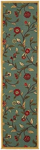 Ottomanson Ottohome Collection Contemporary Leaves Design Rubberback Runner Rug , 57 cm x 210 cm, Seafoam