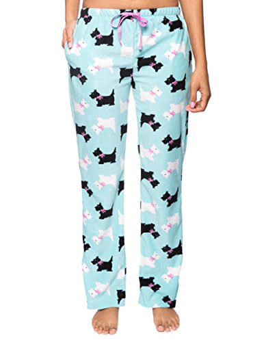 Noble Mount Twin Boat Womens Fleece Pajama Pants - Scotties Aqua - Large