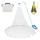 Yeahmart Saltwater American Fishing Cast Net 1/2 Mesh Size for Bait Trap Fish Heavy Duty Throw Net 8