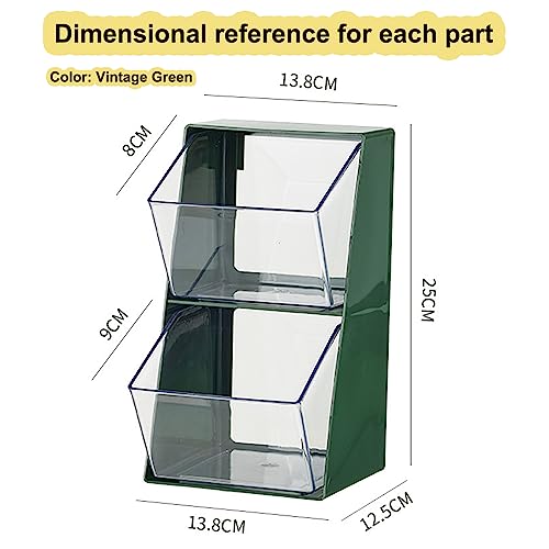 Hosoncovy Tea Drawer Organizer - 2-Tier Transparent Storage for Tea Bags & Coffee Capsules - Sugar Packet Rack & Teabag Shelf for Cabinets & Countertops (Green) - Image 3