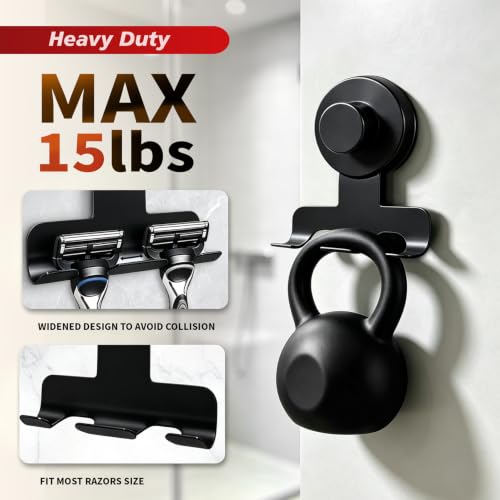 Image of 2026 New Drill-Free Stainless Steel Suction Cup Razor Holder for Shower | Multi-Use | Suction Cup Hooks Razor Holder for Shower, Mirror, Wall, Bathroom, Glass, Hanging Towels - 4 Pack