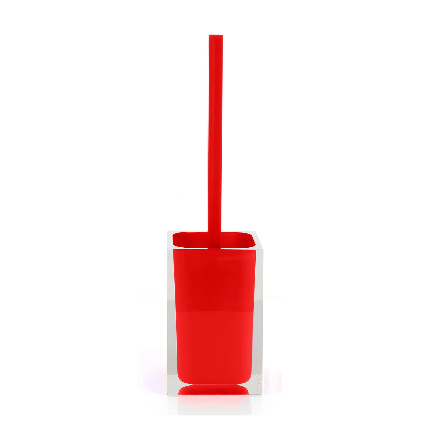 Gedy Auckland Toilet Brush Red, Dimensions and Weight: 37.5 x 9.8 x 9.8 cm & 0.85 kg, Made Transparent Resin, Toilet Brush R&D Design, Handmade, 2 Year Warranty