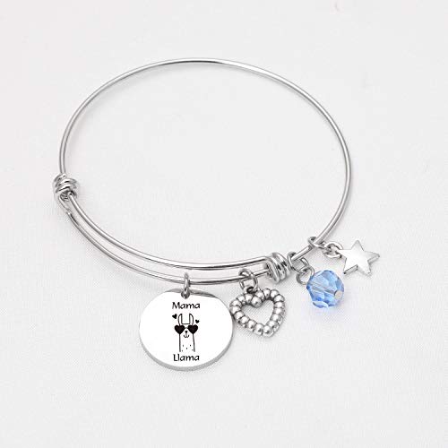 Image of De&ai Mama Llama Charm Bracelet, Animal Mama Llama Jewelry for Moms Grands Women Christmas Birthday Gift
