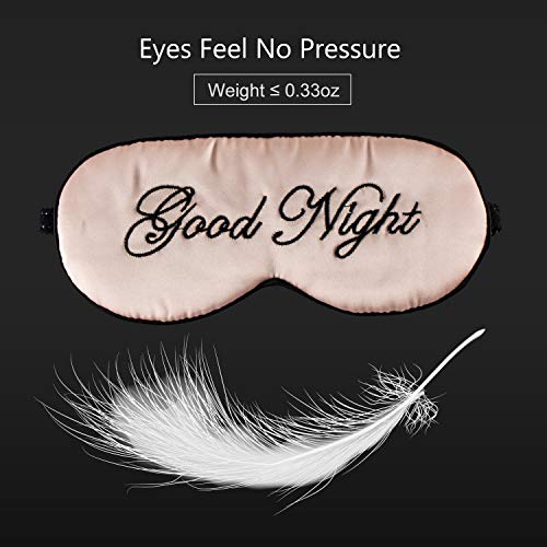 Silk Sleep Eye Mask For Women And Men Soft Ladies Ultra Lightweight Adjustable Strap Satin Eye Night Blindfold Eyeshade Cover For Full Night's Sleep, Travel And Nap Pink #TOP3