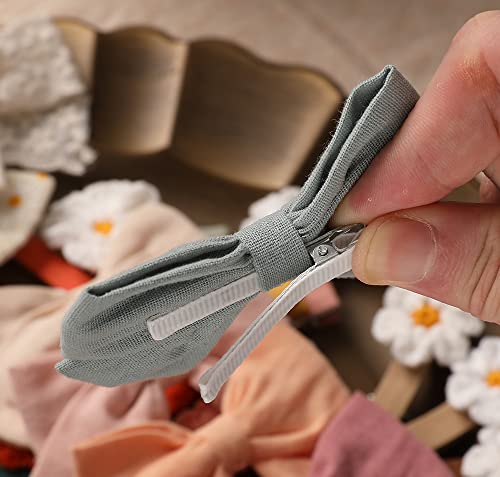 Bows For Girls Baby Hair Clips, 12 Pcs 3.7 Inches Linen Hair Bows With Fully Lined Alligator Clip Barrettes Hair Accessories For Little Girls Toddler Kids Children #TOP6
